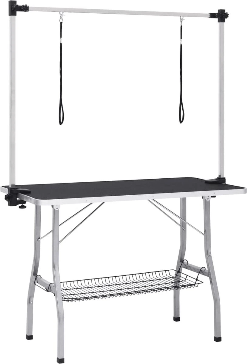 VIDAXL Hondentrimtafel Verstelbaar Met 2 Lussen En Opbergschap 2 VIDAXL Hondentrimtafel Verstelbaar Met 2 Lussen En Opbergschap - Afbeelding 2