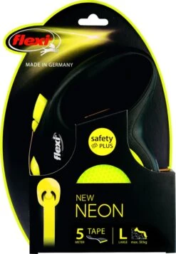 Flexi New Neon Tape - Hondenriem - Geel/Zwart - L - 5 M - (<50 Kg) -Hondenbenodigdheden Korting 830x1200 3