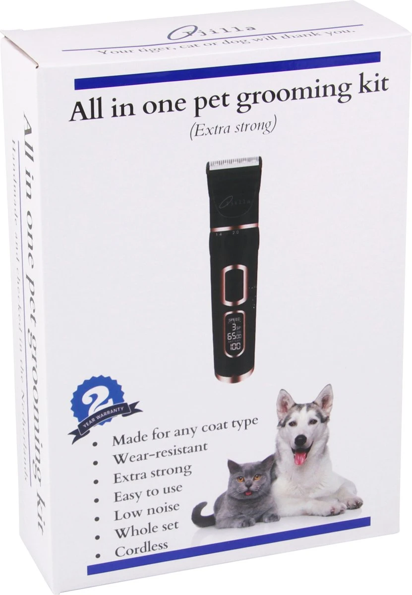 Tjilla Professionele Dieren/honden Tondeuse Set Extra Krachtig - Honden Trimmer - Lang Of Kortharige Huisdieren Katten & Honden - Draadloos - Weinig Geluid 2 Tjilla Professionele Dieren/honden Tondeuse Set Extra Krachtig - Honden Trimmer - Lang Of Kortharige Huisdieren Katten & Honden - Draadloos - Weinig Geluid - Afbeelding 2