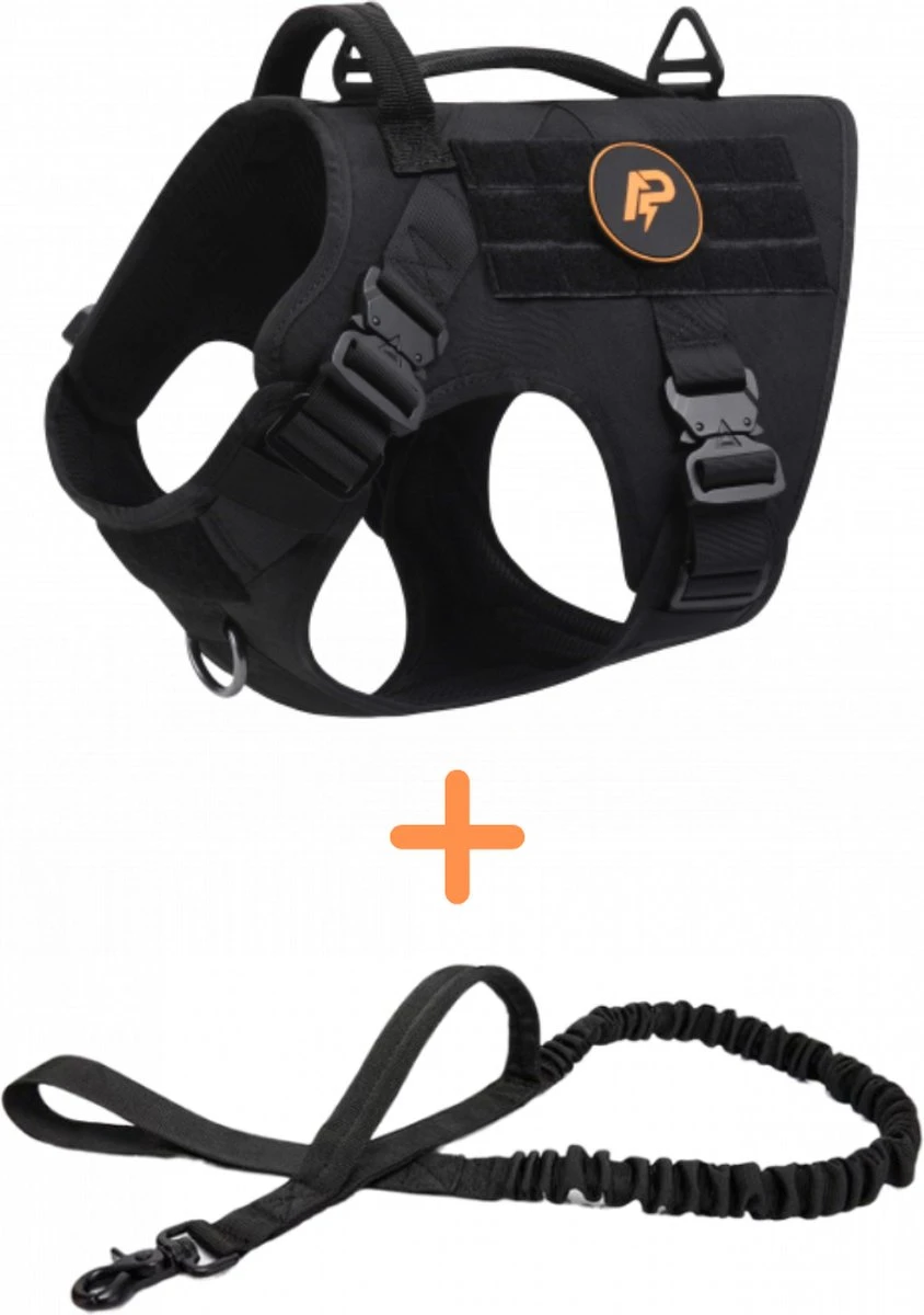 Always Prepared © Pro K9 Tuig + Riem – Anti Trek Tuig – Honden Harnas – Y Tuig Hond – Tactical Hondenvest – Best Getest 2022 – Tuigje Hond – Middel En Grote Hond – Honden Tuigje – Harnas Hond – Veiligheidstuig – 450KG Anti Trek Test – Zwart Maat S