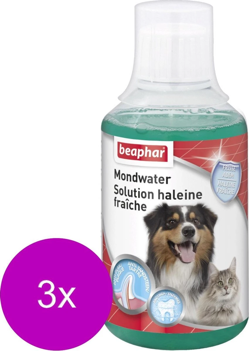 Beaphar Mondwater Hond/Kat - Gebitsverzorging - 3 X 250 Ml 3 Beaphar Mondwater Hond/Kat - Gebitsverzorging - 3 X 250 Ml - Afbeelding 3