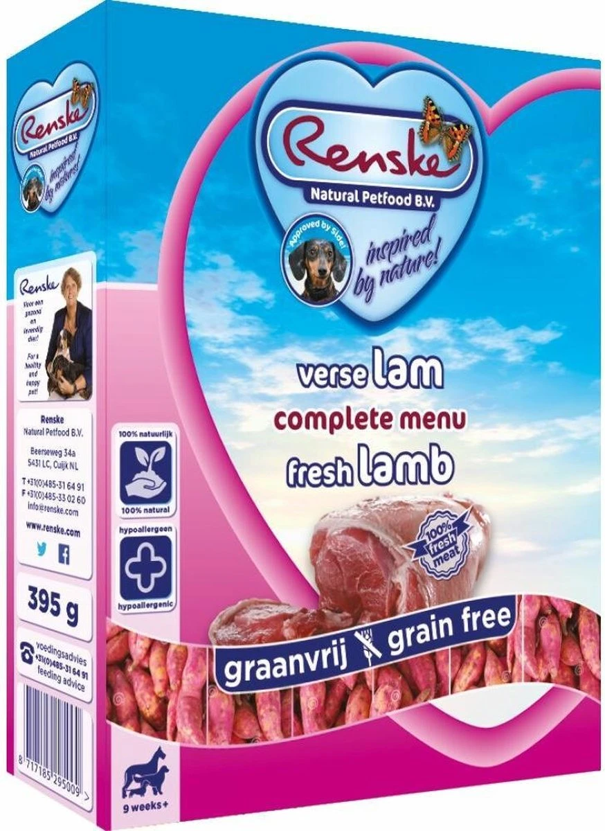 Renske Hond Vers Adult Graanvrij - Lam - Hondenvoer - 10 X 395 G 1 Renske Hond Vers Adult Graanvrij - Lam - Hondenvoer - 10 X 395 G