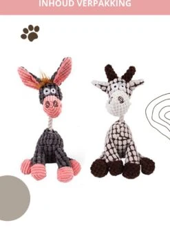 Honden Knuffel - Set Van 2 - Hondenspeelgoed Met Piep - Honden En Katten - Ezel En Giraf - Sellaio -Hondenbenodigdheden Korting 881x1200 8