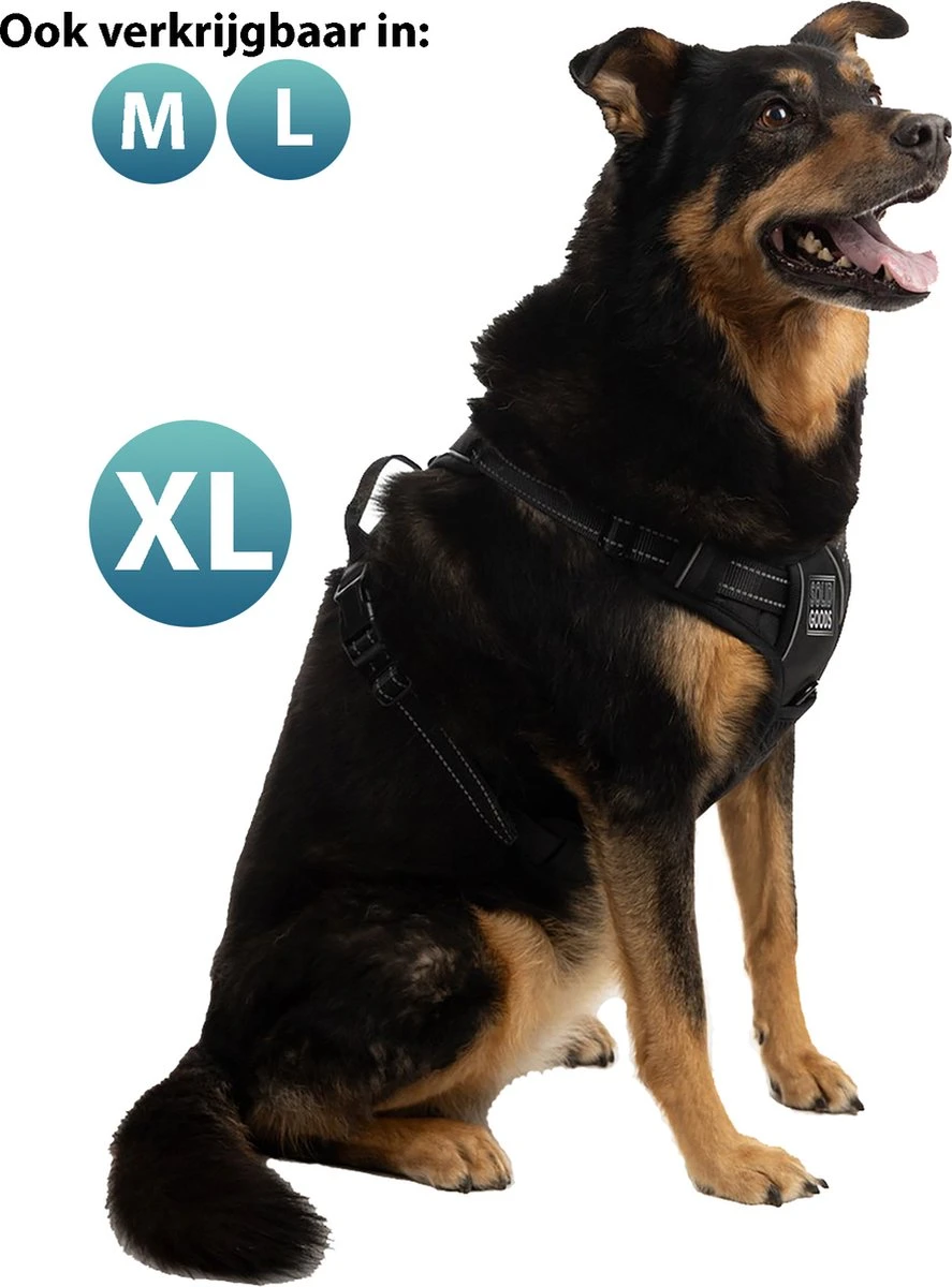 Hondentuigje – Hondenharnas - Anti Trek Tuig Hond – Y Tuig – Reflecterend – Zwart – Maat XL 1 Hondentuigje – Hondenharnas - Anti Trek Tuig Hond – Y Tuig – Reflecterend – Zwart – Maat XL