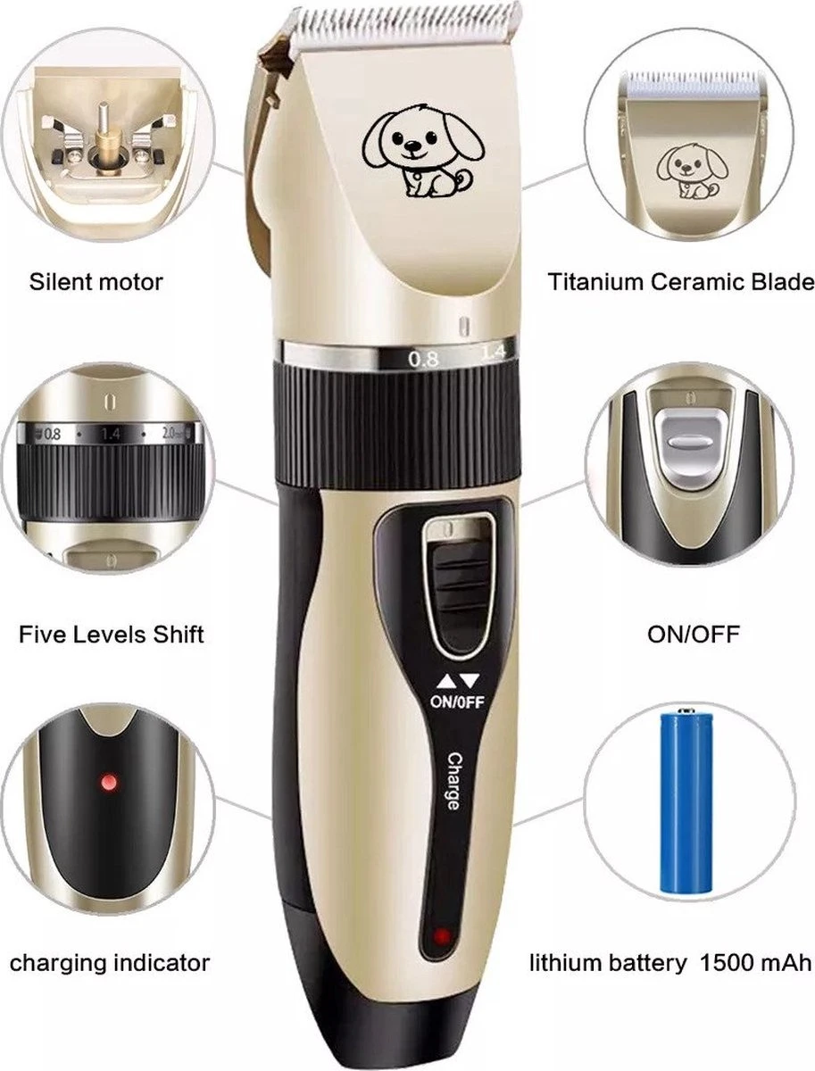Complete Hondentondeuse Set - Draadloos Tondeuse - Scheerapparaat Voor Je Hond Of Kat - Huisdier Trimmer - Professionele Dierentondeuse - Dieren Verzorging - 4 Complete Hondentondeuse Set - Draadloos Tondeuse - Scheerapparaat Voor Je Hond Of Kat - Huisdier Trimmer - Professionele Dierentondeuse - Dieren Verzorging - - Afbeelding 4