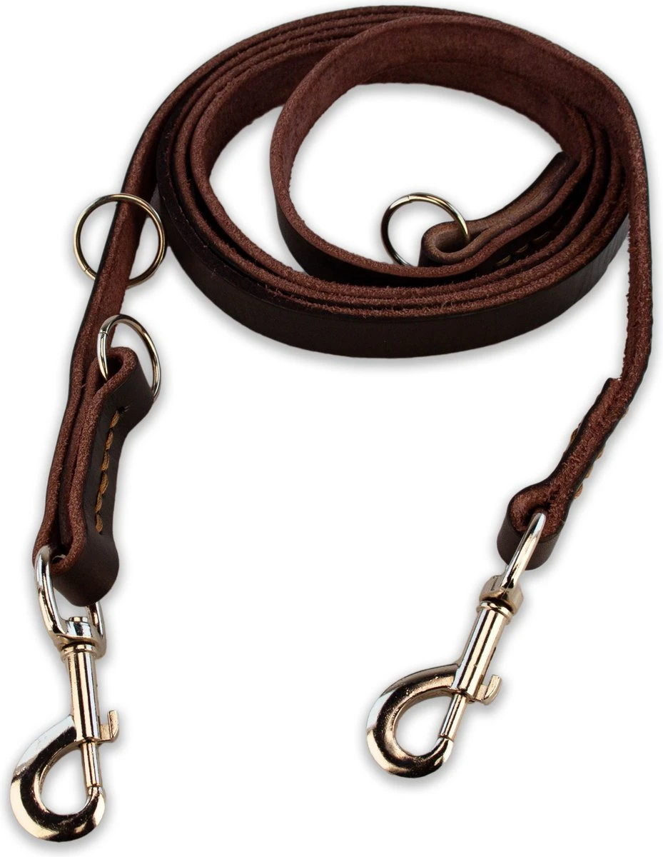 Multifunctionele Hondenriem - 220cm - Bruin - Leren Hondenriem - 100% Volnerfleer - Hondenriem Leer - Leiband Hond 2 Multifunctionele Hondenriem - 220cm - Bruin - Leren Hondenriem - 100% Volnerfleer - Hondenriem Leer - Leiband Hond - Afbeelding 2