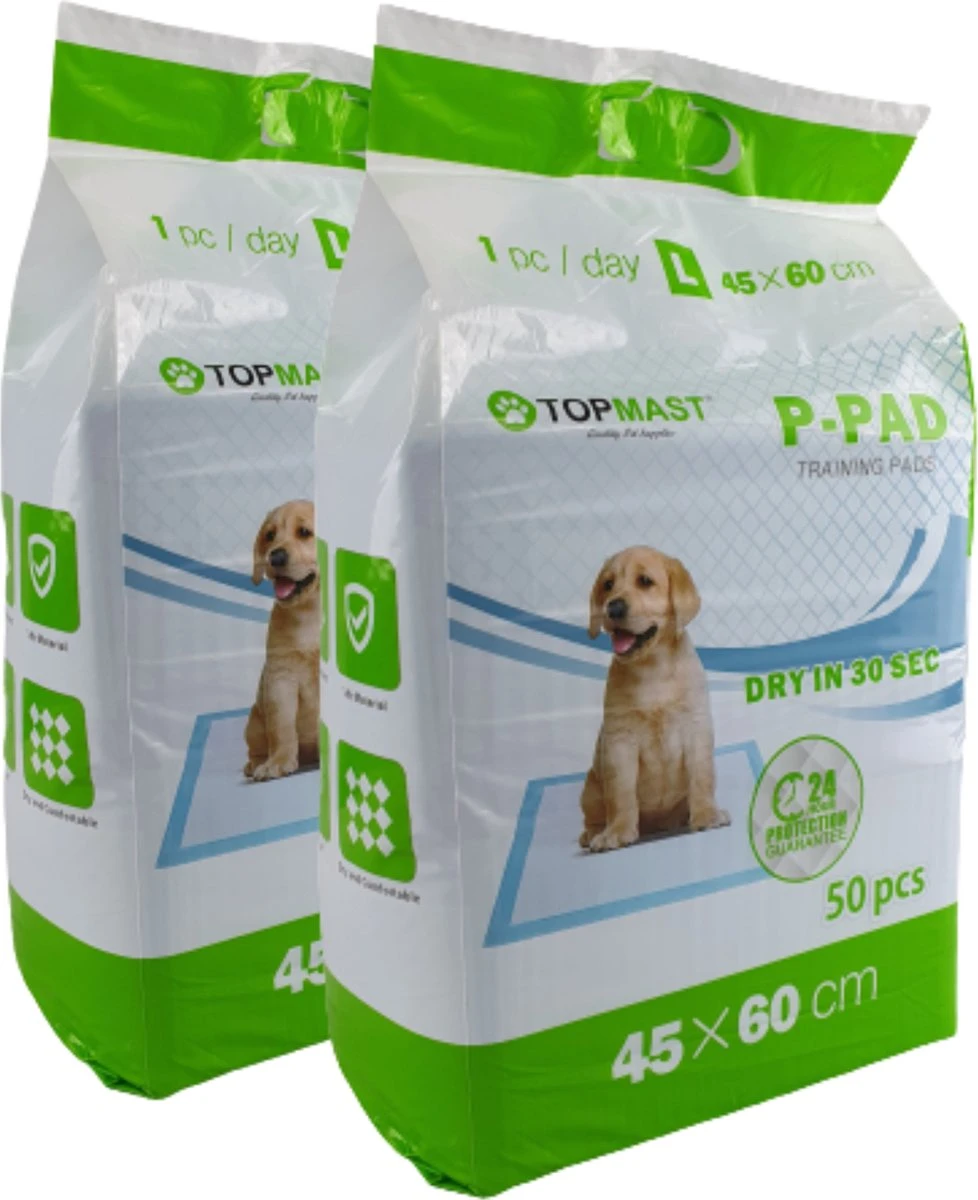 Topmast Puppy Pads - Voordeelpak - 60 X 45 Cm - Training Pads - Zindelijkheidstraining - 100 Stuks 1 Topmast Puppy Pads - Voordeelpak - 60 X 45 Cm - Training Pads - Zindelijkheidstraining - 100 Stuks