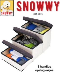 SNOWWY - Hondentrap Met Opslagruimte - Honden Loopplank Met Handige Opslagvakje - Hondenloopplanken - Inklapbaar - Huisdier Opstap - Hondentrapje - Grijs -Hondenbenodigdheden Korting 999x1200 15